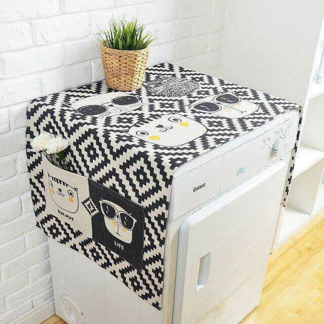 Playful Cartoon-Themed Linen Dust Cover for Chic Protection