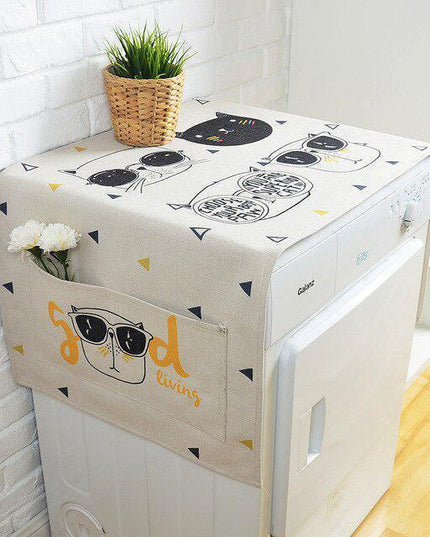 Playful Cartoon-Themed Linen Dust Cover for Chic Protection