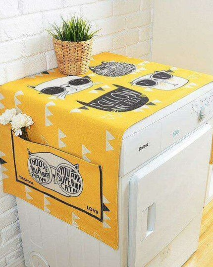 Playful Cartoon-Themed Linen Dust Cover for Chic Protection