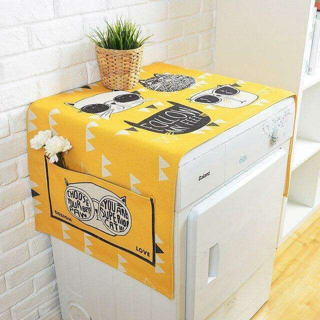 Playful Cartoon-Themed Linen Dust Cover for Chic Protection