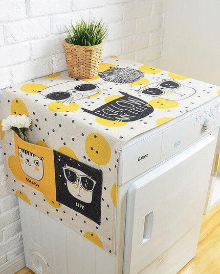 Playful Cartoon-Themed Linen Dust Cover for Chic Protection