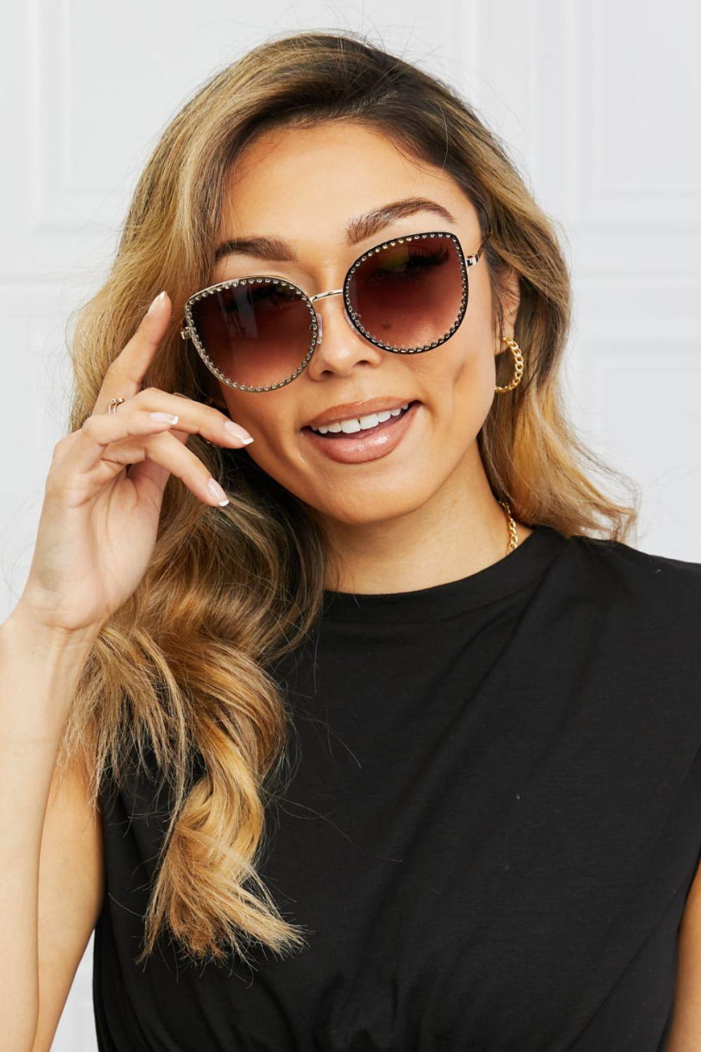 Full Rim Metal Frame Sunglasses-Trendsi-Camel-One Size-Très Elite