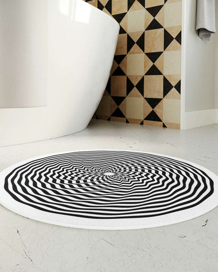 Illusionary Circle Bath Mat - Abstract Polyester Design