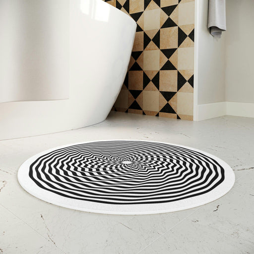 Optical Illusion Abstract Polyester Circle Bath Mat