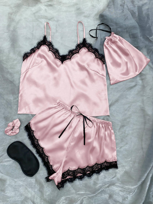 Elegant Lace-Trim Pajama Set