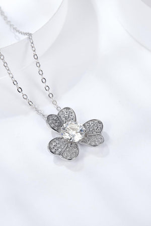 Moissanite Clover Pendant Necklace-Trendsi-Silver-One Size-Très Elite