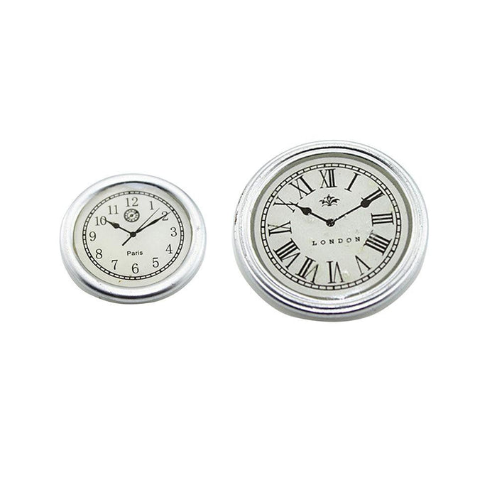 Dollhouse Mini Wall Clock Duo with Resin Design - Set of 2