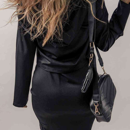 Stylish Button-Up Hoodie and Dress Set for Effortless Comfort