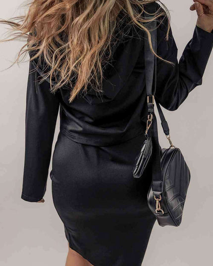 Stylish Button-Up Hoodie and Dress Set for Effortless Comfort