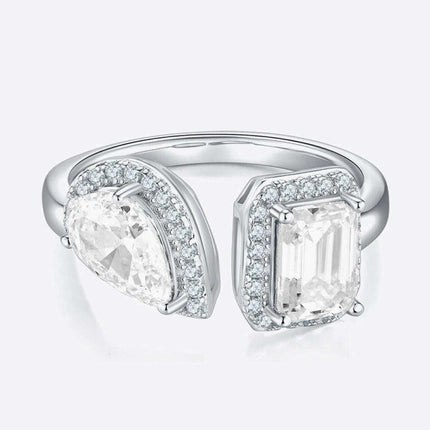 Sophisticated 1 Carat Moissanite & Zircon Accent Sterling Silver Open Ring - A Masterpiece of Artistry and Enduring Elegance