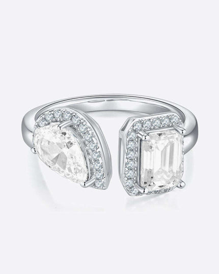 Sophisticated 1 Carat Moissanite & Zircon Accent Sterling Silver Open Ring - A Masterpiece of Artistry and Enduring Elegance