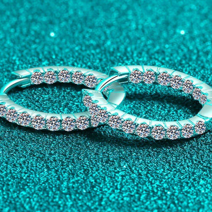 Sophisticated Moissanite Huggie Earrings in Sterling Silver - A Classic Touch