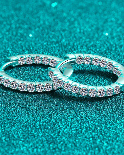 Sophisticated Moissanite Huggie Earrings in Sterling Silver - A Classic Touch