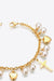 Elegant Heart, Cross, and Pearl Stainless Steel Bracelet