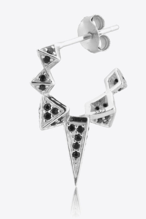 Zircon Adorned Sterling Silver Geometric Earrings