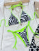 Exotic Zebra Print Halter Bikini Set with Adjustable Tie and Removable Padding