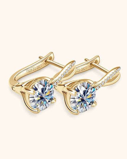 Exquisite 4 Carat Moissanite and Zircon Sterling Silver Earrings with Elegant Gold and Platinum Finish