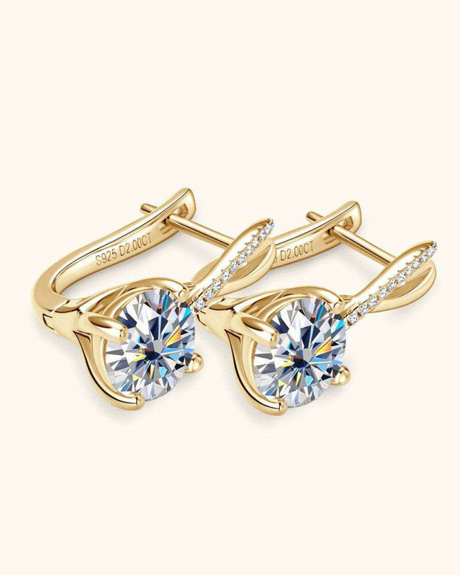 Exquisite 4 Carat Moissanite and Zircon Sterling Silver Earrings with Elegant Gold and Platinum Finish