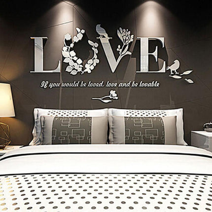 Enchanting 3D Lovebirds Floral Wall Decal - Effortless Apply & Remove