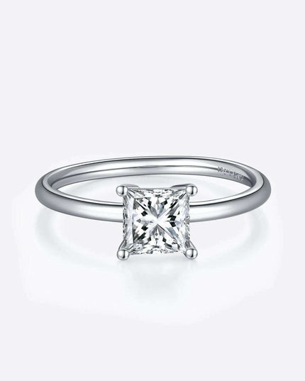 Elegant 1 Carat Platinum-Plated Lab-Diamond Sterling Silver Ring