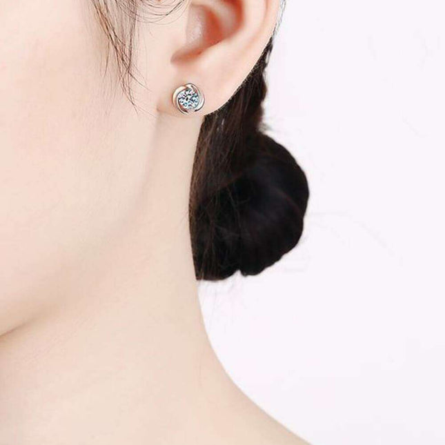 Luxurious Lab-Created Diamond Sterling Silver Stud Earrings for Effortless Elegance