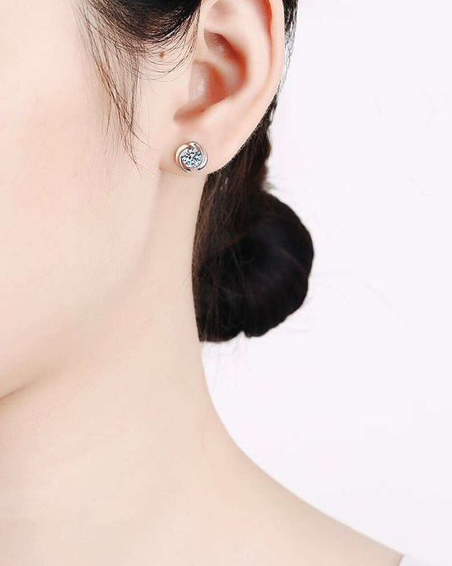 Luxurious Lab-Created Diamond Sterling Silver Stud Earrings for Effortless Elegance