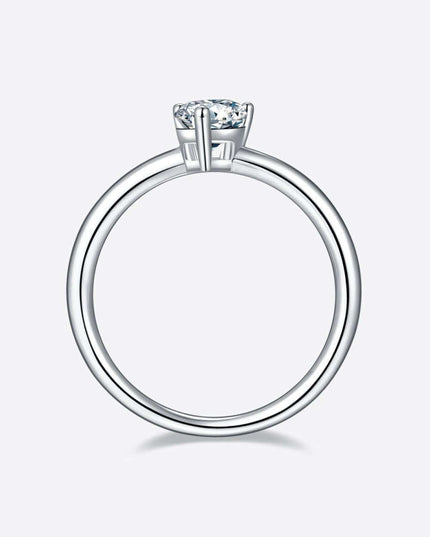 Elegant 1 Carat Platinum-Plated Lab-Diamond Sterling Silver Ring