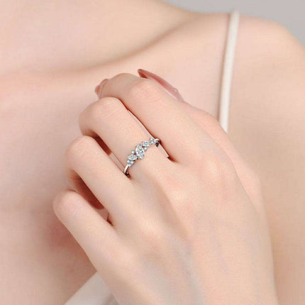 Brilliant Moissanite Sterling Silver Ring: Exquisite Rhodium-Plated Luxury