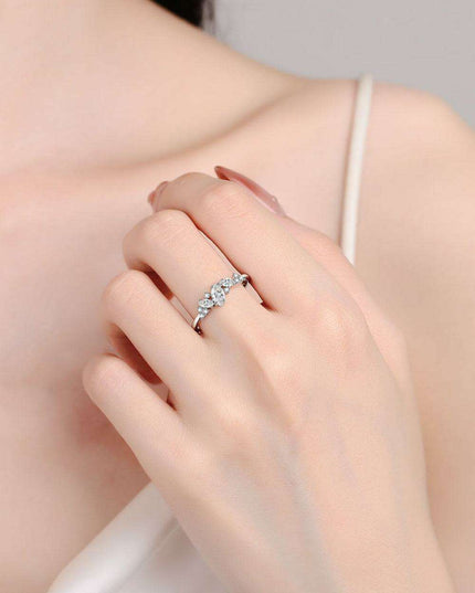 Brilliant Moissanite Sterling Silver Ring: Exquisite Rhodium-Plated Luxury