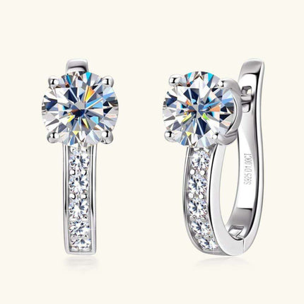 Sophisticated 2 Carat Lab-Diamond and Zircon Earrings in Sterling Silver - Embrace Luxury