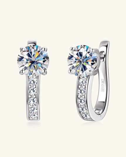 Sophisticated 2 Carat Lab-Diamond and Zircon Earrings in Sterling Silver - Embrace Luxury