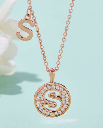 Stunning Rose Gold-Plated Necklace with Lab-Created Diamond - A Modern Elegance