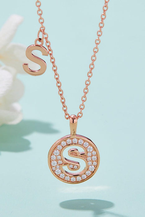 Elegant Rose Gold-Plated Sterling Silver Necklace with Lab-Created Diamond Centerpiece - Luxurious Moissanite Statement Piece