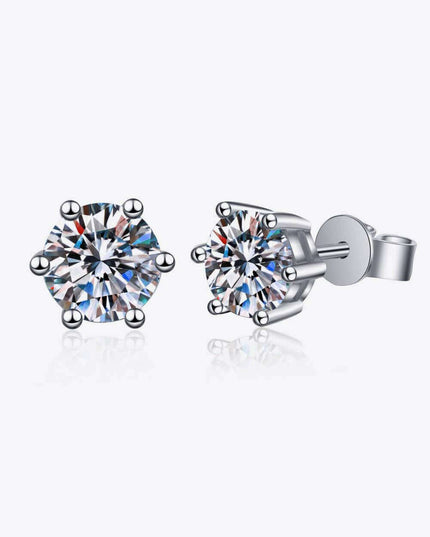 Sophisticated Moissanite and Lab-Diamond Sterling Silver Stud Earrings
