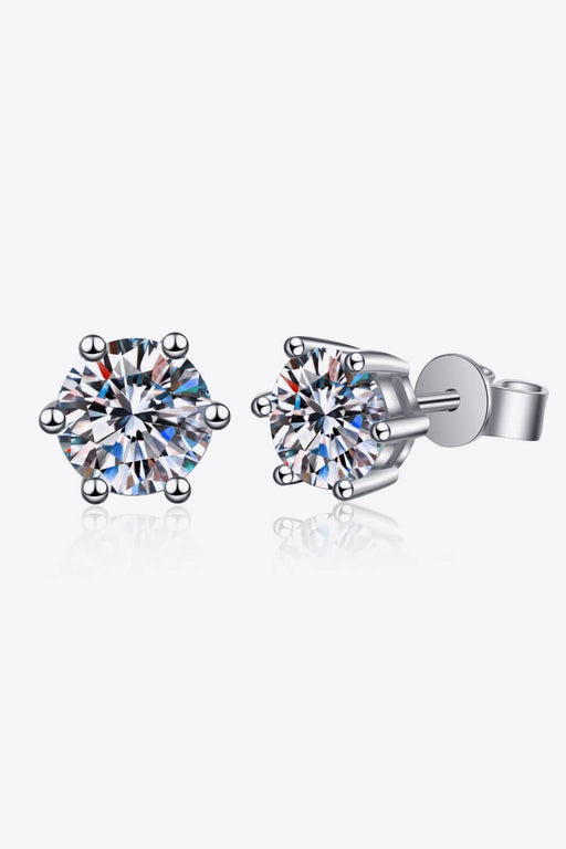 Elegant Moissanite Sterling Silver Stud Earrings with Lab-Diamond Accent
