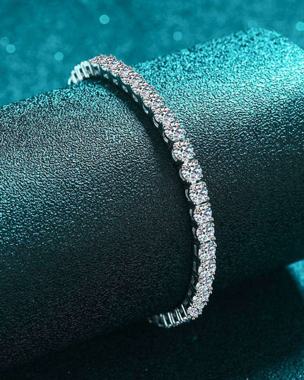 Elegant 4.9 Carat Moissanite Sterling Silver Bangle - Sophisticated Minimalist Accessory