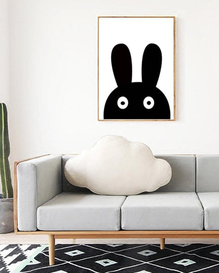 Charming Monochrome Cartoon Animal Canvas Art - Playful Home Accent