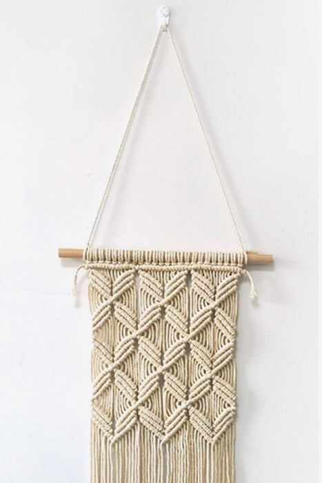 Handcrafted Cotton Macrame Wall Art with Handmade Sticks - 10.2*29.5 in