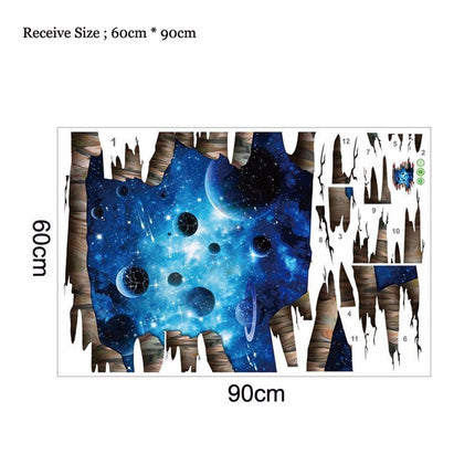 Galactic Depths 3D Dark Blue Floor Decals - Stellar Space Transformation