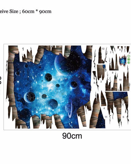 Galactic Depths 3D Dark Blue Floor Decals - Stellar Space Transformation