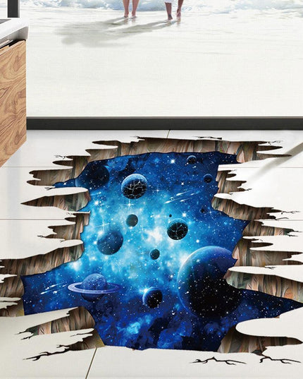 Galactic Depths 3D Dark Blue Floor Decals - Stellar Space Transformation