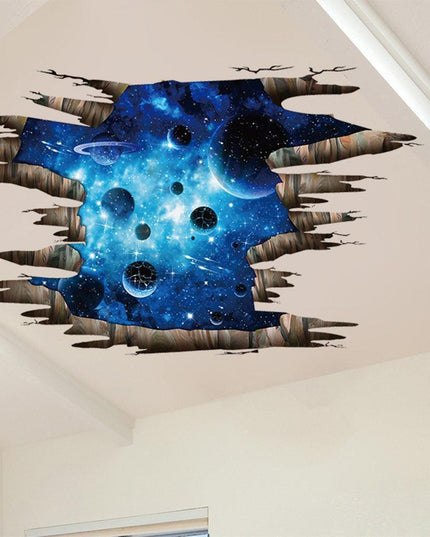 Galactic Depths 3D Dark Blue Floor Decals - Stellar Space Transformation