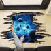 3D Dark Blue Galaxy Planet Floor Stickers - Home Decor