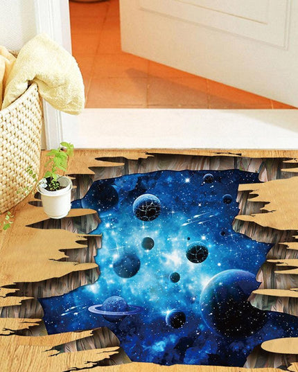 Galactic Depths 3D Dark Blue Floor Decals - Stellar Space Transformation