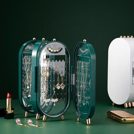153-Hole Transparent Jewelry Organizer Stand with Collapsible Screen - Très Elite
