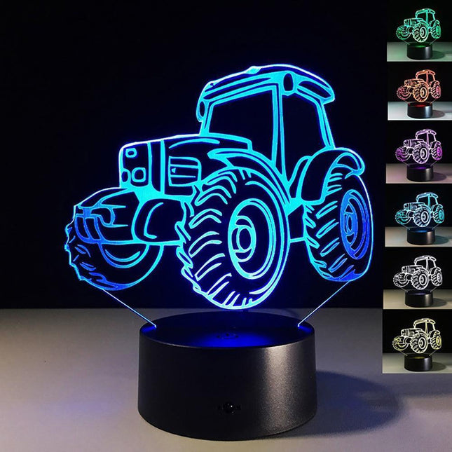 Illuminating 3D Tractor LED Night Lamp with Touch Control - Charming Decor for Children's Bedrooms