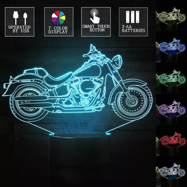 Vibrant 3D Motorcycle LED Night Light for Stylish Home Illumination