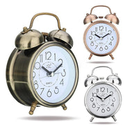 Elegant Retro Silent Double Bell Quartz Alarm Clock with Classic Charm