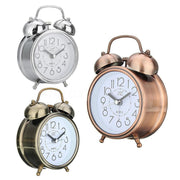 Elegant Retro Silent Double Bell Quartz Alarm Clock with Classic Charm