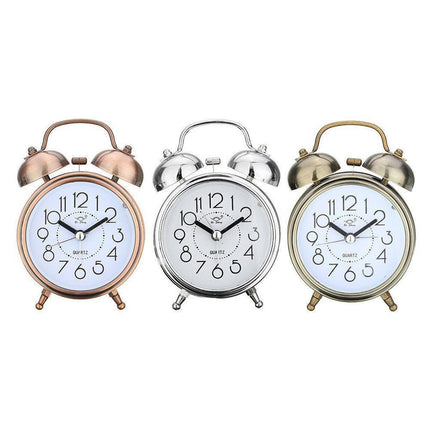 Elegant Retro Silent Double Bell Quartz Alarm Clock with Classic Charm